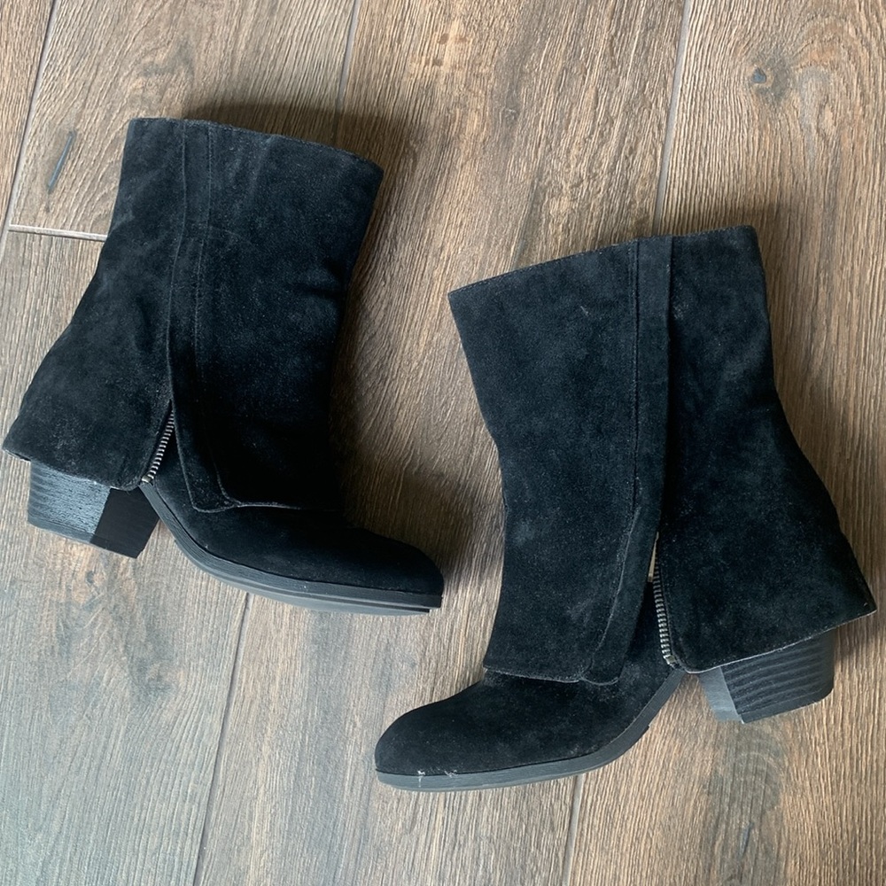 Fergalicious Black Fold Down Boots Size 9 Ankle Calf